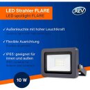 REV LED Fluter Strahler Außenleuchte Flare Schwarz IP65 10W 900lm kaltweiß