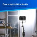 REV LED Arbeitsleuchte Fluter Flare Schwarz IP65 20W 1700lm kaltweiß auf Stativ