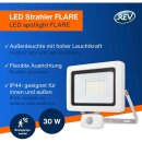 REV LED Strahler Fluter Flare Weiß IP44 30W 2550lm Tageslicht 6500K kaltweiß Bewegungsmelder