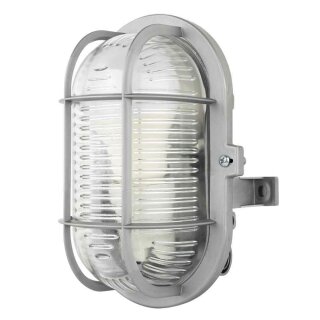 REV LED Wandlampe Deckenleuchte Oval Grau IP44 5W E27 400lm Warmweiß 3000K mit Schutzkorb