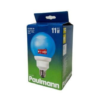 Paulmann Energiesparlampe G90 Globe 11W = 60W E27 Opal 450lm blau