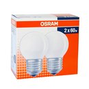 2 x OSRAM Glühbirne Tropfen 60W E27 MATT...