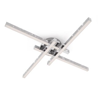 Briloner LED Deckenleuchte Chrom 60x60cm 21W 2900lm warmweiß 3000K Glitzereffekt