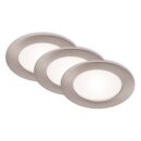 3 x Briloner LED Einbauleuchte Nickel matt rund Ø12cm IP44 7W 600lm Neutralweiß 4000K
