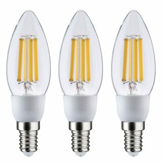 3 x Paulmann LED Filament Kerzen 2,5W = 43W E14 klar 525lm warmweiß 3000K Ultra effizient