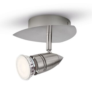Philips LED Wandlampe Deckenstrahler Spot Chrom matt 3,5W GU10 255lm warmweiß 2700K schwenkbar