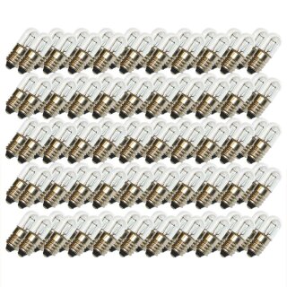 100 x Merkur Glühbirne Röhre T10x28mm 3W E10 12V Kappenbirne Glühlampe