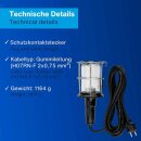 REV Handlampe Werkstattlleuchte Schwarz IP44 max. 60W E27 Gummigehäuse 5m Kabel Stecker