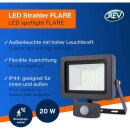 REV LED Strahler Fluter Flare Anthrazit IP44 20W 1700lm Tageslicht 6500K kaltweiß Bewegungsmelder