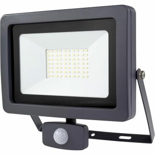 REV LED Strahler Fluter Schwarz IP44 50W 4250lm Tageslicht 6500K kaltweiß Bewegungsmelder