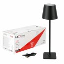 LED Line LED Akku Tischleuchte Taza Schwarz IP54 3,5W 400lm CCT 3000/4000/5000K Touchdimmer USB-C