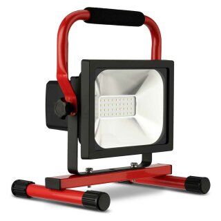 REV LED Akku Arbeitsleuchte Fluter Strahler Mobi Rot IP54 20W 1400lm kaltweiß auf Ständer