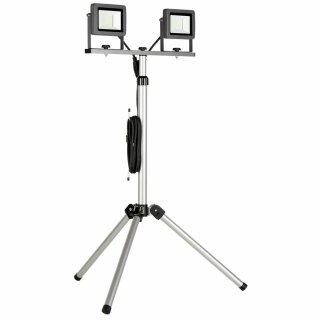 REV LED Fluter Arbeitsleuchte Strahler Flare silber IP44 2 x 20W 3400lm kaltweiß auf Stativ