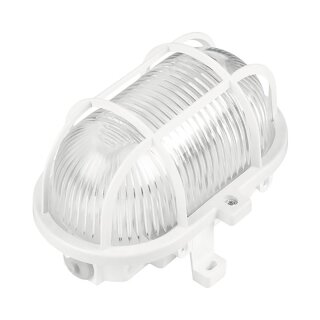 Unitec Wandlampe Ovalleuchte Schiffsarmatur Weiß IP44 max. 60W E27 Schutzkorb
