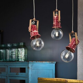 Ferroluce Pendelleuchte Hängelampe Urban Vintage Bordeaux Rot max. 3 x 53W E27 handgefertigt Keramik