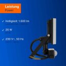 REV LED Fluter Strahler Supra 20S IP54 20W 1600lm Neutralweiß 4000K Bewegungsmelder