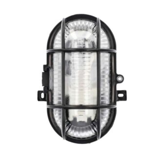 Unitec Wandlampe Ovalleuchte Schiffsarmatur Schwarz IP44 max. 60W E27 Schutzkorb