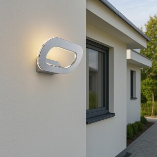 Helestra LED Außenleuchte Wandlampe Tori 44 Silber Chrom 8,4W warmweiß 3000K