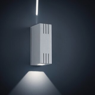 Helestra LED Außenleuchte Wandlampe Kick Silber 6W 560lm Warmweiß 3000K Up&Down