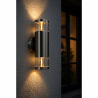 Globo LED Außenwandleuchte Carme Silber IP44 2 x 5W GU10 580lm warmweiß 3000K B-Ware