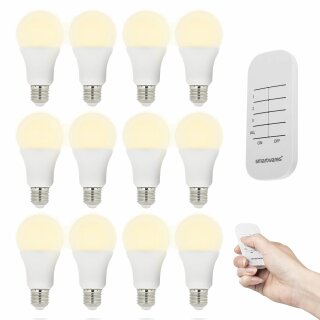 10er Set LED Leuchtmittel Birnen warmweiß 2700K mit Fernbedienung
