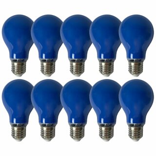 10 x Merkur LED Filament A60 Birne 4W E27 20lm farbig Blau