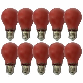 10 x Merkur LED Filament A60 Birne 4W E27 28lm farbig Rot