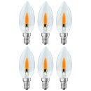 6 x LED Filament Leuchtmittel Kerze 1W E14 klar...