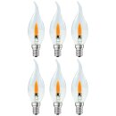 6 x LED Filament Leuchtmittel Windstoßkerze 1W E14...