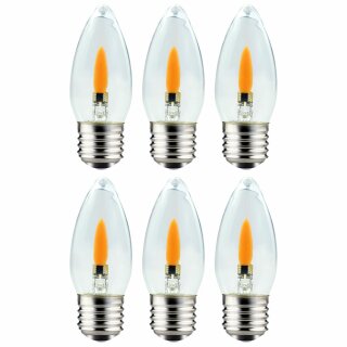 6 x LED Filament Leuchtmittel Kerze 1W E27 klar Flackerlicht Feuer