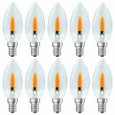 10 x LED Filament Leuchtmittel Kerze 1W E14 klar...
