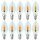 10 x LED Filament Leuchtmittel Kerze 1W E14 klar Flackerlicht Feuer