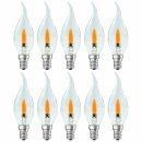 10 x LED Filament Leuchtmittel Windstoßkerze 1W E14...