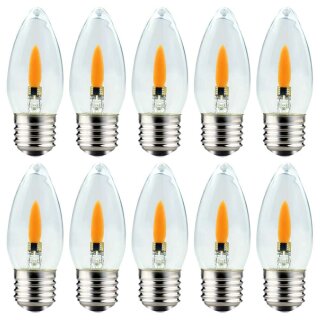 10 x LED Filament Leuchtmittel Kerze 1W E27 klar Flackerlicht Feuer