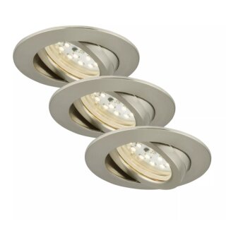 3 x Briloner LED Einbauleuchten rund Nickel Matt 3 x 4,8W GU10 400lm warmweiß 3000K schwenkbar