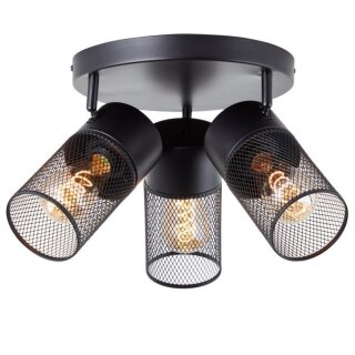 Brilliant Deckenleuchte Spotrondell Kamolo Schwarz Ø30,5cm max. 3 x 40W E27 schwenkbar