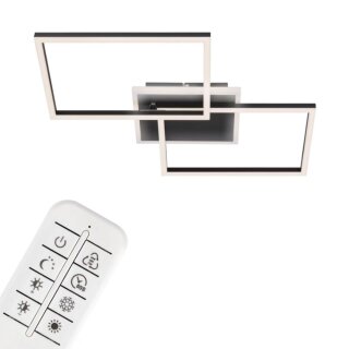 Briloner LED Deckenleuchte Frame Schwarz 50cm 40W 4200lm CCT 2700-6500K 3-Stufen-Dimmbar mit Fernbedienung