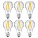6 x Osram LED Filament A60 Birne 5W = 75W E27 klar 1055lm Warmweiß 3000K ultra effizient