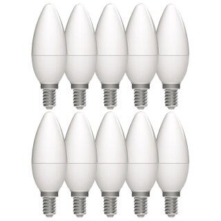 10 x LightMe LED Leuchtmittel Kerze 2,5W = 25W E14 matt 250lm warmweiß 2700K 320°