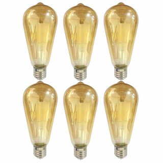 6 x LightMe LED Filament Leuchtmittel Edison Vintage 4W = 30W E27 Gold 320lm 2500K extra warmweiß