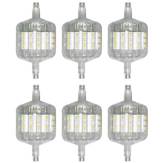 6 x LightMe LED Leuchtmittel Stabform 78mm 5W R7s 400lm warmweiß 3000K 240°