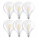 6 x Ledvance LED Filament G125 Globe 7W = 60W E27 klar...