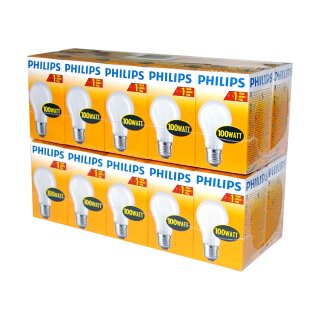 20 x Philips Glühbirne 100W E27 MATT 100 Watt Glühlampe Glühbirnen Glühlampen