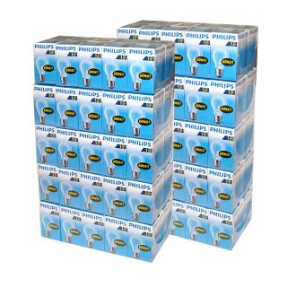 100 x Philips Glühbirne 60W E27 klar Glühlampe 60 Watt...