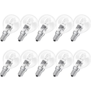 10 x Osram Halogen Eco Tropfen Glühbirne 46W = 60W E14 klar Kugel