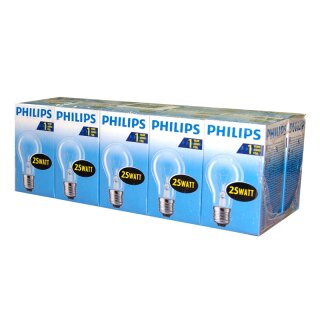 10 x Philips Glühbirne 25W E27 klar Glühlampe 25 Watt...