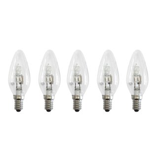 5 x Kerze Eco Halogen Glühbirne 18W = 25W / 23W E14 Glühlampe Kerzen warmweiß dimmbar