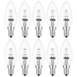 10 x Kerze Eco Halogen Glühbirne 18W = 25W / 23W E14 Glühlampe Kerzen warmweiß dimmbar