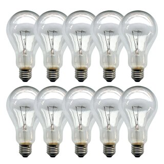 10 x Glühbirne 200W E27 klar Glühlampe 200 Watt Glühbirnen Glühlampen