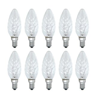 10 x Glühbirne Kerze gedreht 60W E14 KLAR Glühbirnen Glühlampen Glühlampe 60 Watt